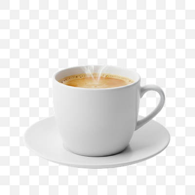 Steaming Hot Coffee in a White Mug on White
