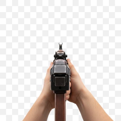First Person View of Hands Aiming a Rifle at a Target