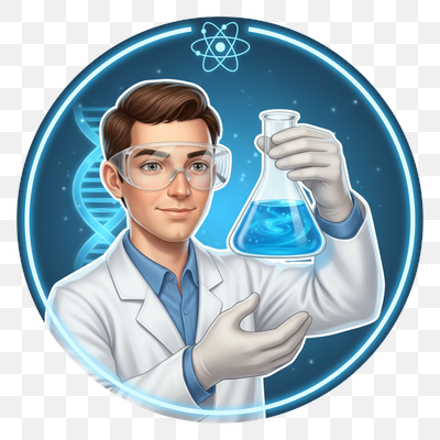 Young Scientist with Flask - Science & Discovery Emblem