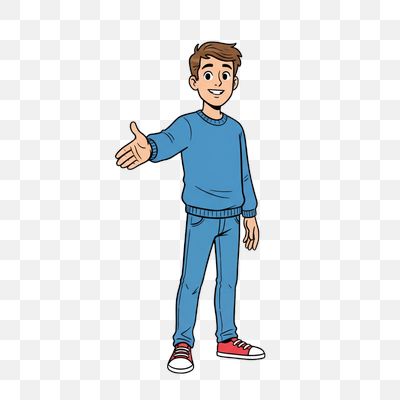 Friendly Cartoon Man Offering a Handshake