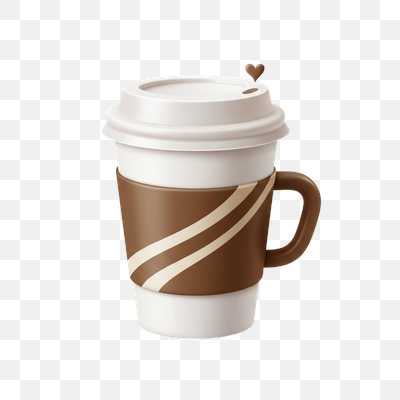 Charming 3D Coffee Cup with Heart Detail