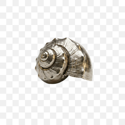 Elegant Metallic Spiral Seashell on White Background