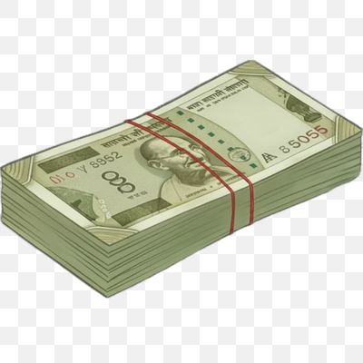 Illustrated Stack of Indian 500 Rupee Banknotes