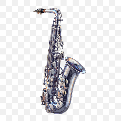 Elegant Silver Saxophone on White