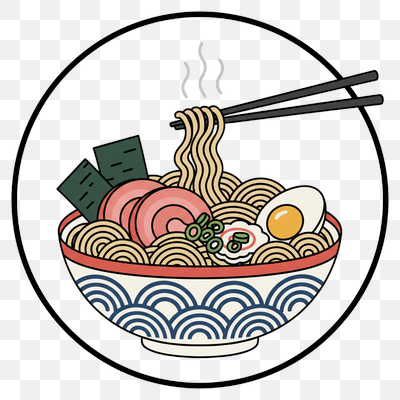 Classic Steaming Ramen Bowl Illustration with Chopsticks