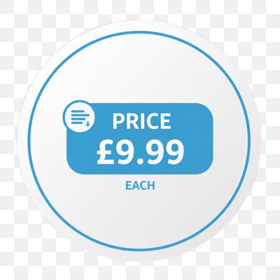 Minimalist Circular Price Tag Badge with £9.99 Each