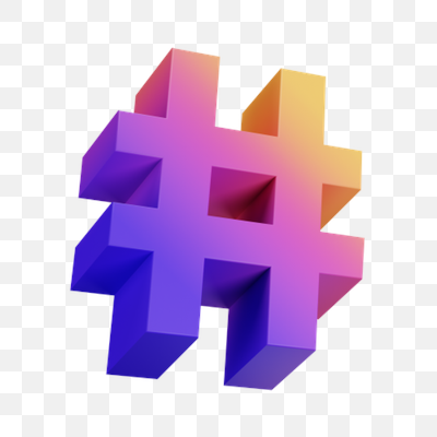 Vibrant 3D Gradient Hashtag Symbol