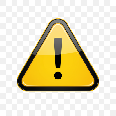 Glossy Yellow Warning Sign with Exclamation Mark