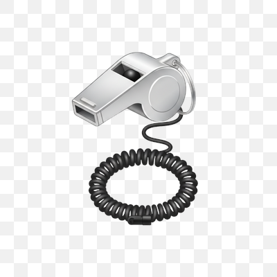 Realistic Silver Whistle with Black Coiled Cord