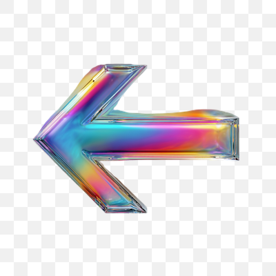 Holographic Left Arrow with Rainbow Reflections