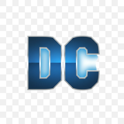 Glossy Blue DC Logo with Radiant Glow