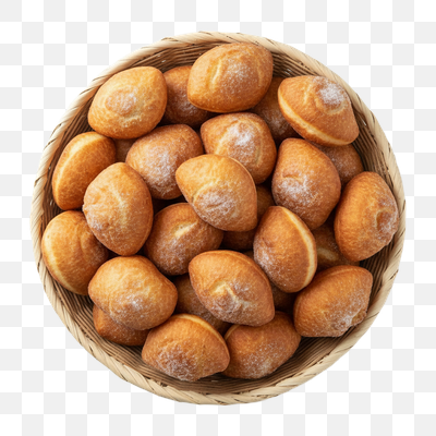 Golden Sugar-Dusted Pastries in a Woven Basket