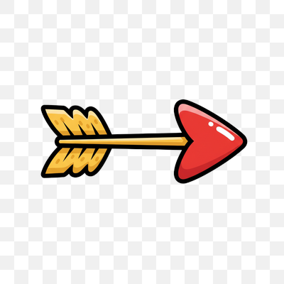 Playful Cartoon Cupid's Arrow with Red Heart Tip