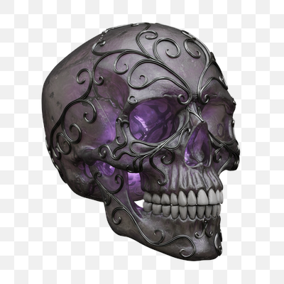 Ornate Filigree Skull with Ethereal Purple Glow
