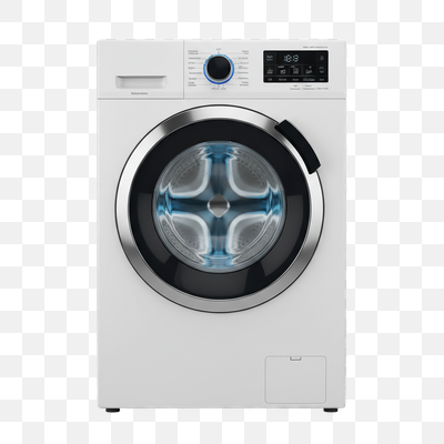 Sleek White Front-Loading Washing Machine with Digital Controls