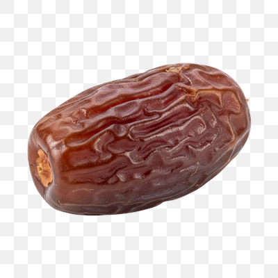 Single Dried Date Fruit on White Background