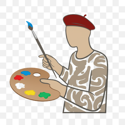 Faceless Artist with Palette and Brush