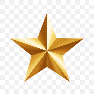Shining Golden Five-Pointed Star on White Background