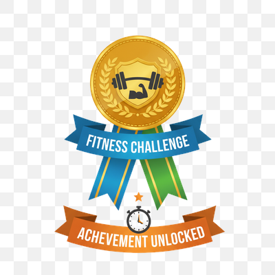 Fitness Challenge Achievement Unlocked Gold Medal Badge