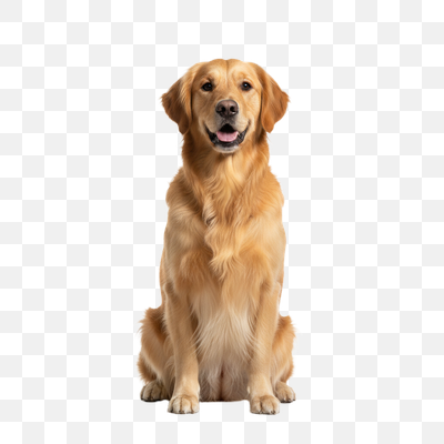 Happy Golden Retriever Dog Sitting on a White Background