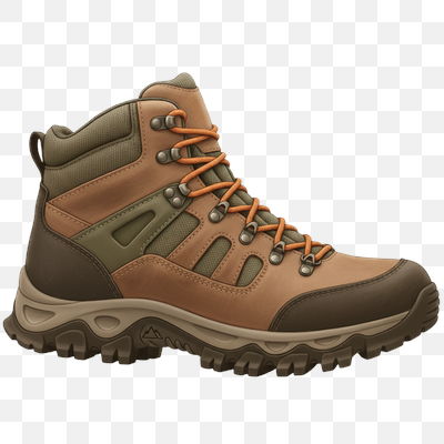 Durable Brown and Olive Green Hiking Boot with Orange Laces