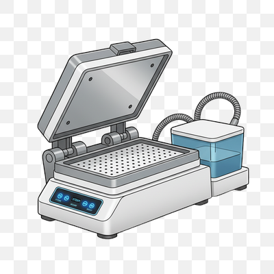 Modern Isometric Steam Press Appliance with Open Lid and Water Tank