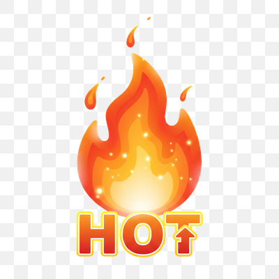 Vibrant 'HOT' Flame Icon with Upward Arrow