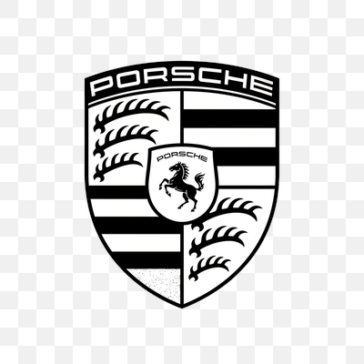 Iconic Black and White Porsche Crest Logo