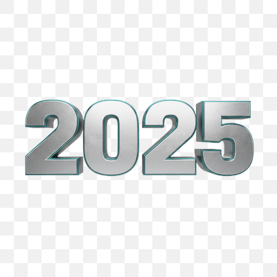 Metallic 2025 with Teal Outline on White Background