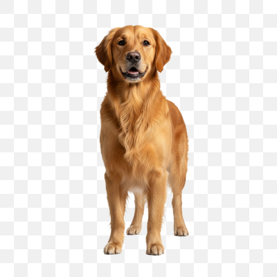 Friendly Golden Retriever Standing on Transparent Background