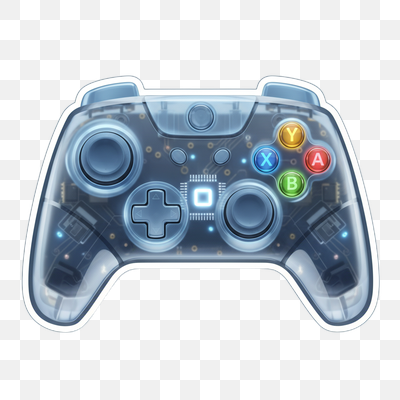 Transparent Futuristic Game Controller with Illuminated Circuitry