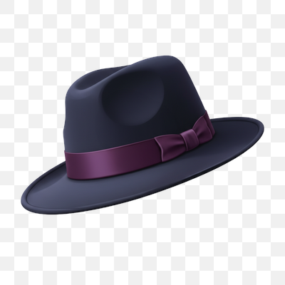 Elegant Dark Fedora Hat with Purple Ribbon Illustration