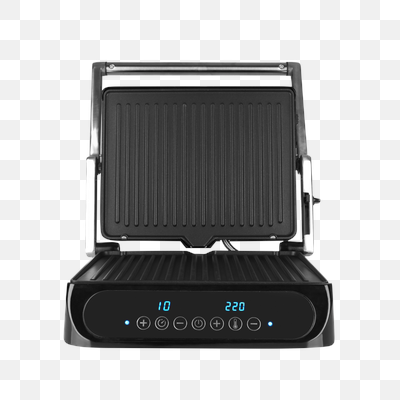Open Black Electric Grill with Digital Display and Controls