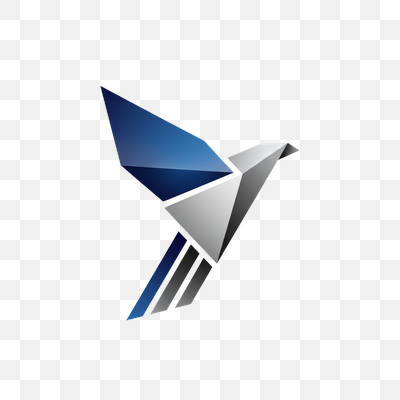 Geometric Blue and Silver Bird Logo