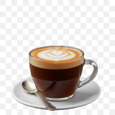 Steaming Hot Coffee with Heart Latte Art on Black