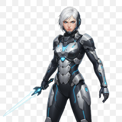 Cybernetic Sentinel: Blade of the Future