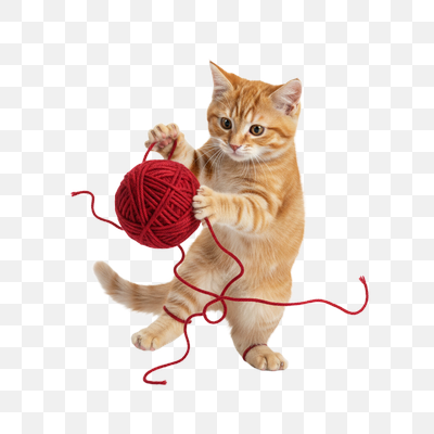 Playful Ginger Kitten Tangled in Red Yarn