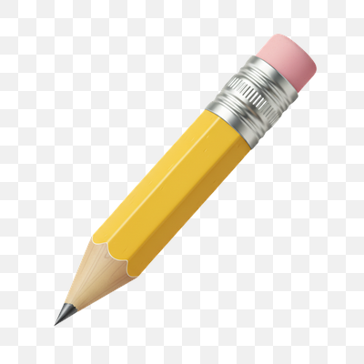 Classic Yellow Pencil with Eraser 3D Icon