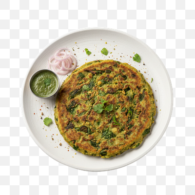 Healthy Green Savory Cheela with Mint Chutney and Red Onions