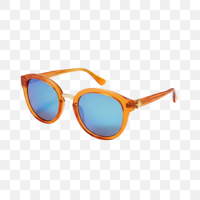 Vibrant Orange Sunglasses with Mirrored Blue Lenses