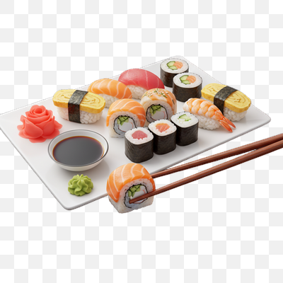 Gourmet Sushi Platter with Chopsticks