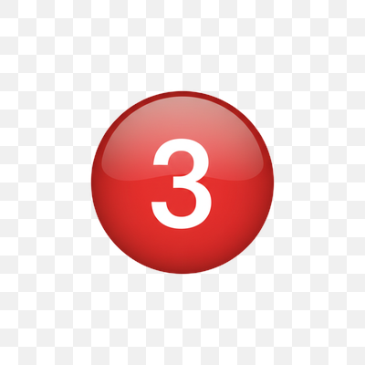 Vibrant Red Glossy Number 3 Icon with Glow