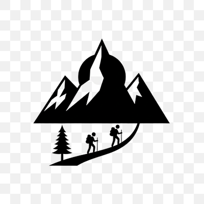 Minimalist Mountain Hiking Adventure Icon
