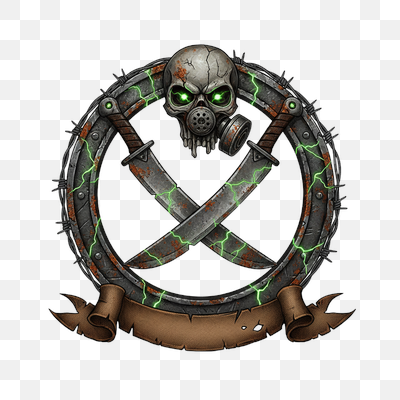 Toxic Skull Emblem with Crossed Swords