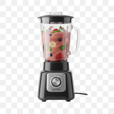 Modern Black Blender with Fresh Fruit Smoothie and Ice
