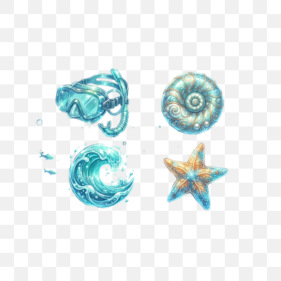 Vibrant Stylized Aquatic Elements Collection