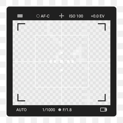 Minimalist Digital Camera Viewfinder Interface with Transparent Grid