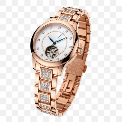Elegant Rose Gold Diamond Open-Heart Women's Watch