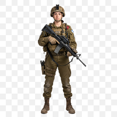 Vigilant Stance: Female Soldier in Full Gear