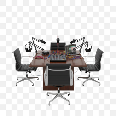 Modern Podcast Recording Studio Setup with Four Stations